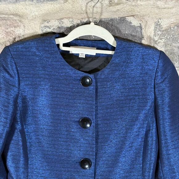 Jones Studio Separates Blue Blazer Woman's 4 Black Buttons Career Corpcore Party - Picture 3 of 13